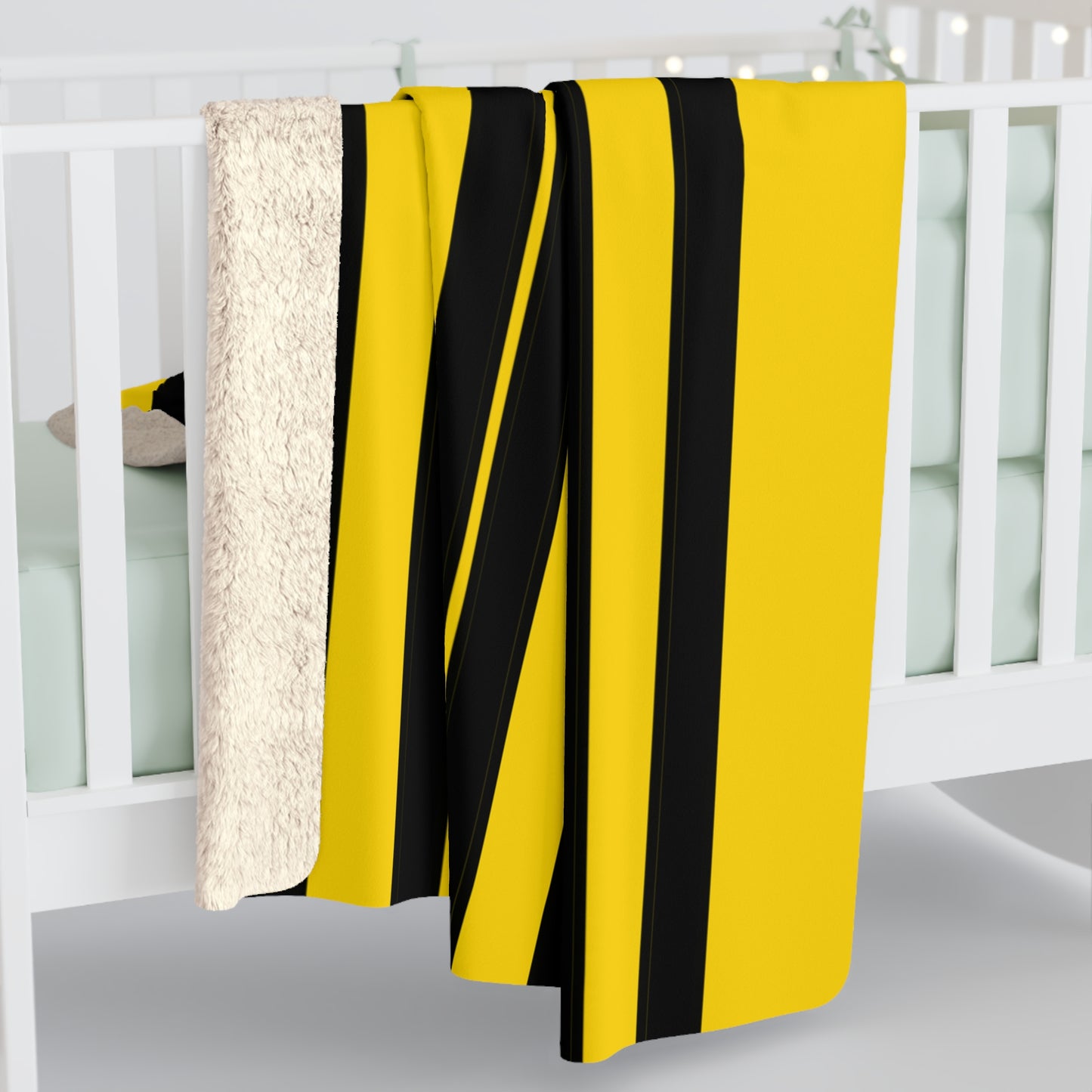 Gold, Black Retro Stripes Blanket Throw