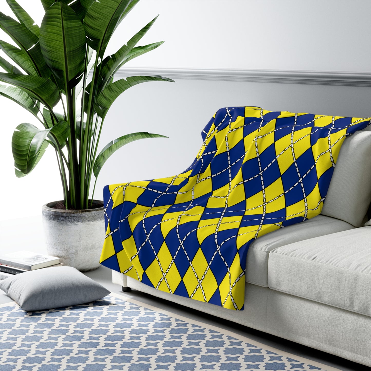 Curacao Retro Argyle Blanket Throw