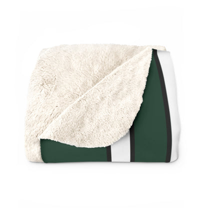 Dark Green, White Retro Stripes Blanket Throw