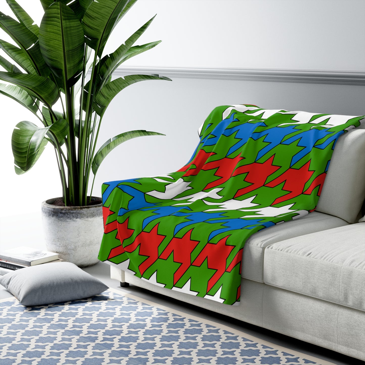 Equatorial Guinea Retro Houndstooth Blanket Throw