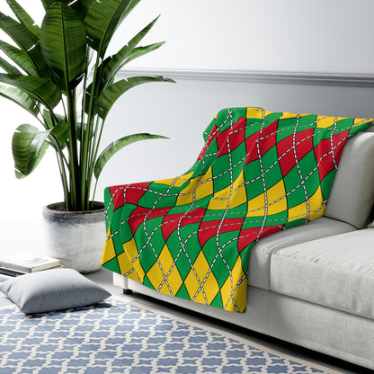 Guinea Bissau Retro Argyle Blanket Throw