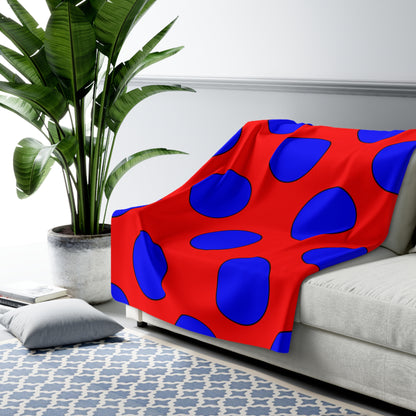 Red, Blue Retro Polka Dots Blanket Throw