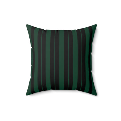 Dark Green, Black Retro Stripes Cushion Pillow