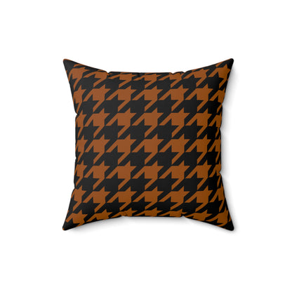 Brown, Black Retro Houndstooth Cushion Pillow