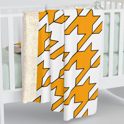 Orange, White Retro Houndstooth Blanket Throw