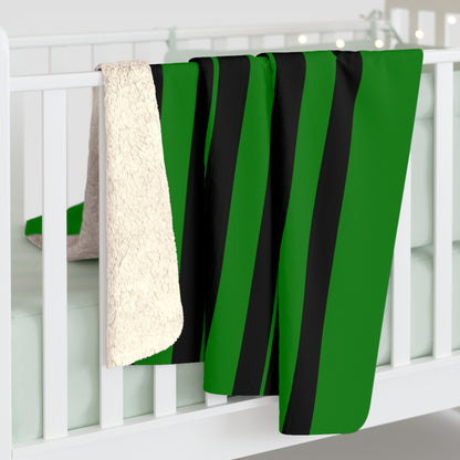 Green, Black Retro Stripes Blanket Throw