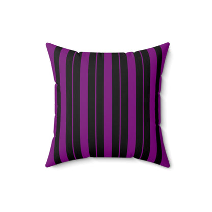 Purple, Black Retro Stripes Cushion Pillow