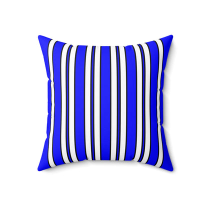 Blue, White Retro Stripes Cushion Pillow