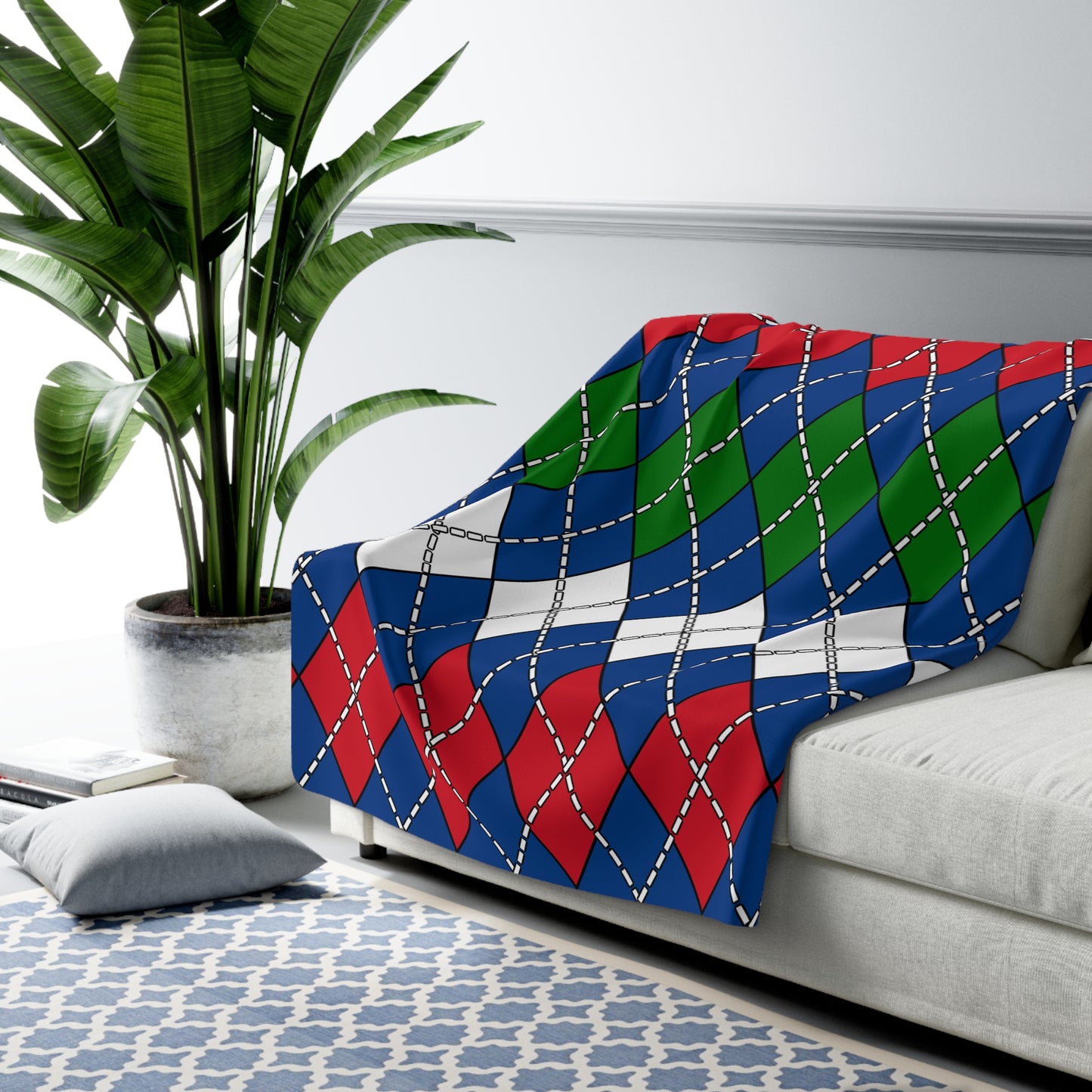 Belize Retro Argyle Blanket Throw