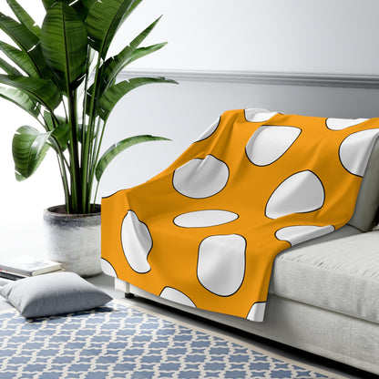 Orange, White Retro Polka Dots Blanket Throw