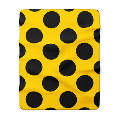 Gold, Black Retro Polka Dots Blanket Throw