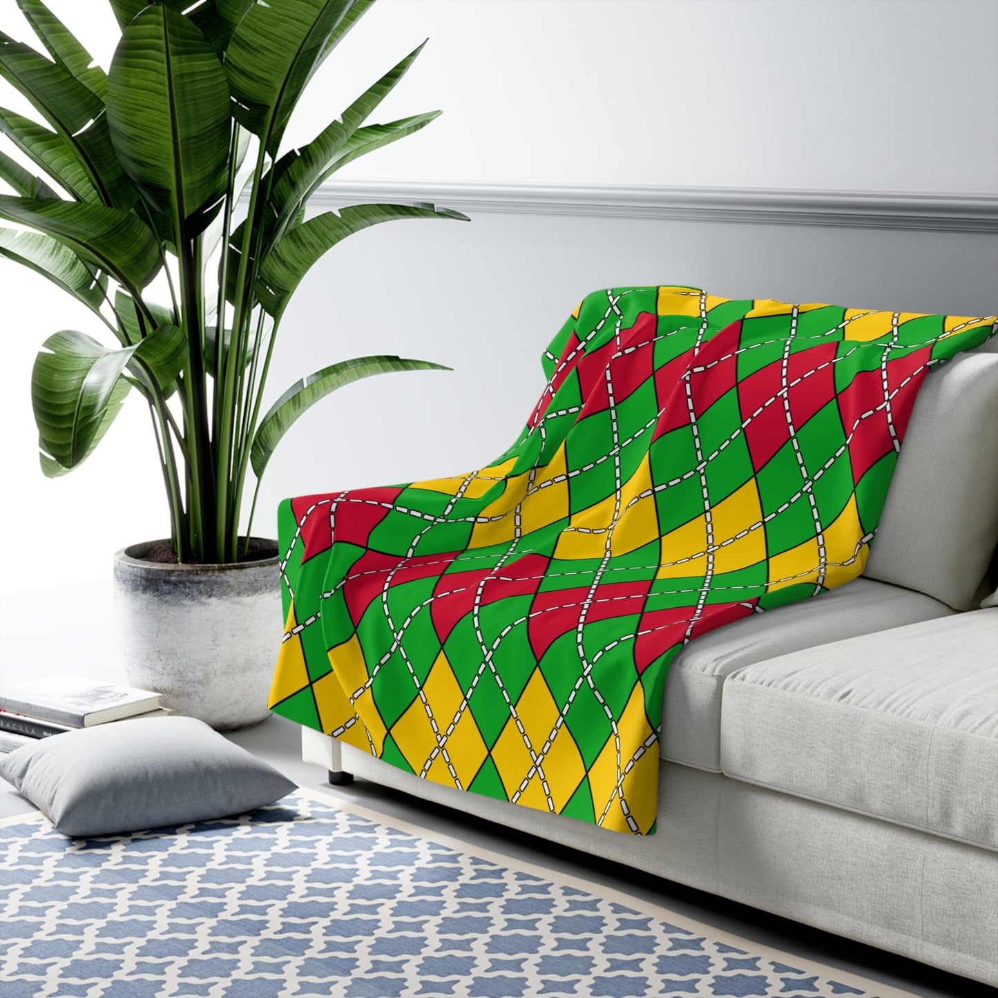Sao Tome And Principe Retro Argyle Blanket Throw