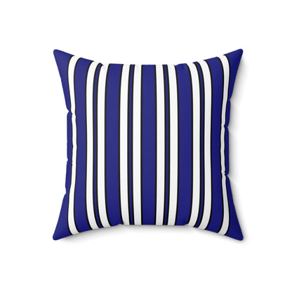 Navy Blue, White Retro Stripes Cushion Pillow