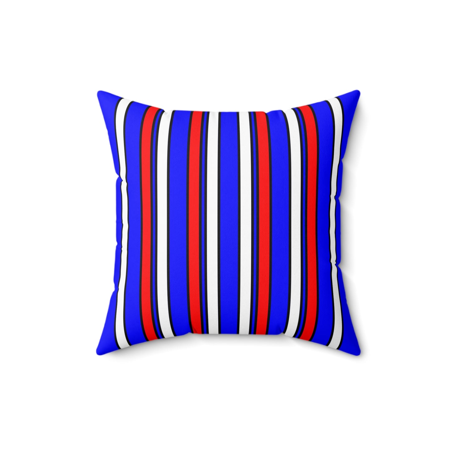 Blue, White, Red Retro Stripes Cushion Pillow