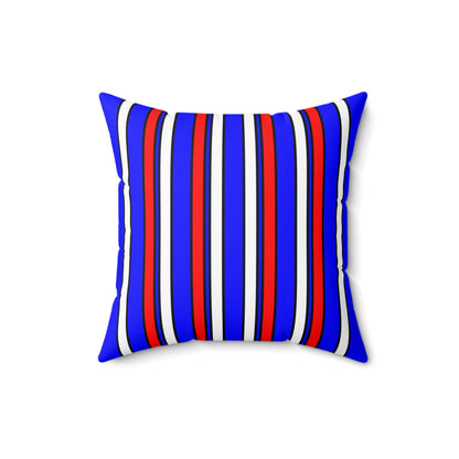 Blue, White, Red Retro Stripes Cushion Pillow