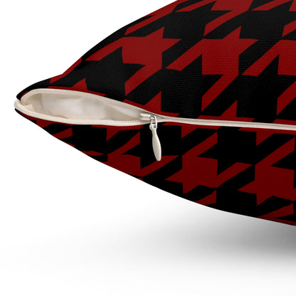 Maroon, Black Retro Houndstooth Cushion Pillow