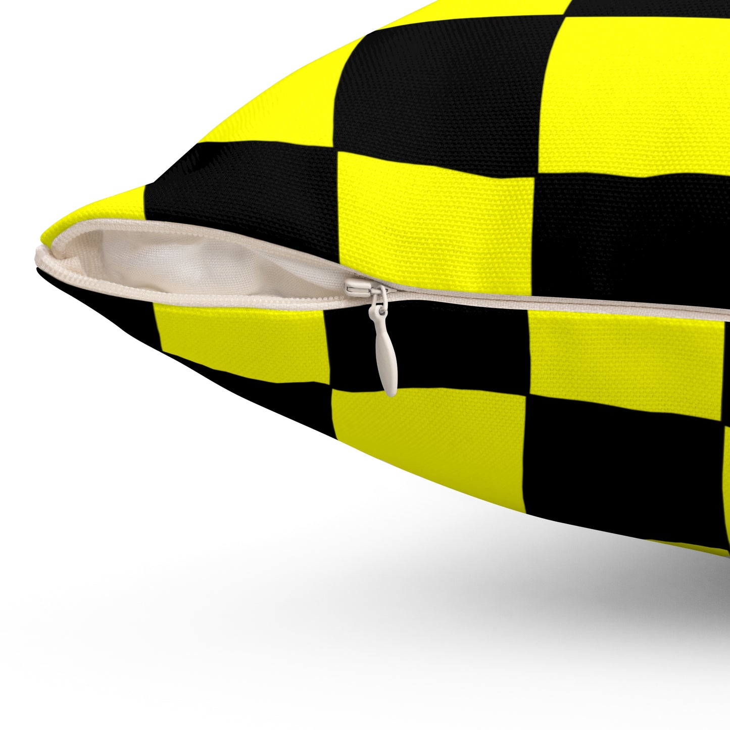 Yellow, Black Retro Check Cushion Pillow