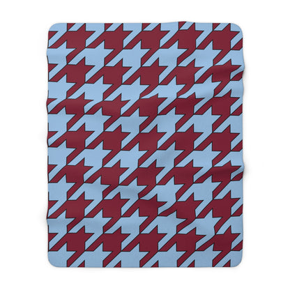 Claret, Blue Retro Houndstooth Blanket Throw