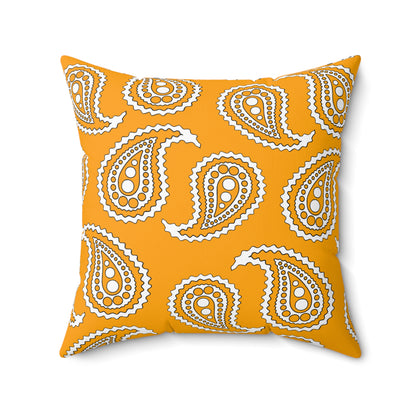 Orange, White Retro Paisley Cushion Pillow
