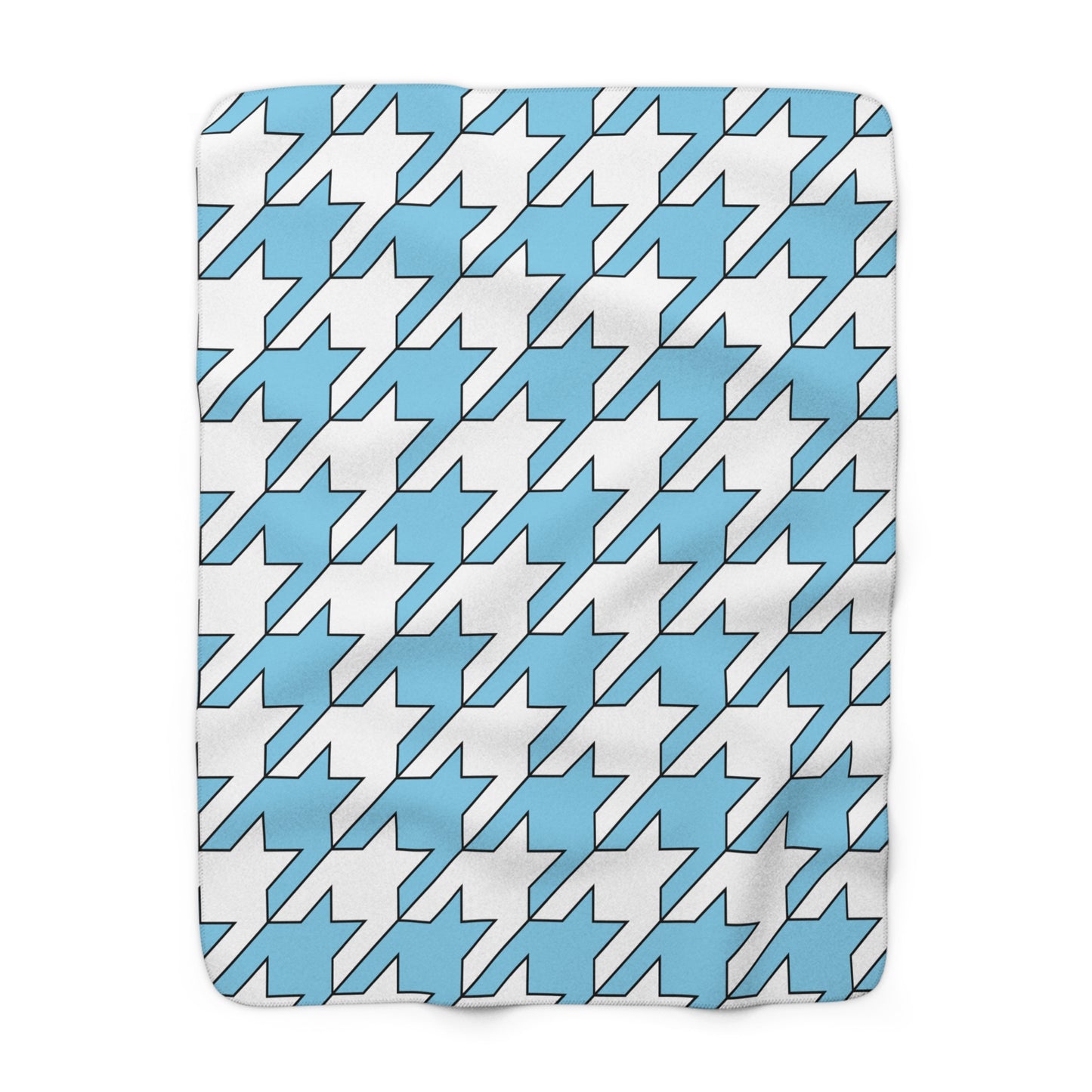 Sky Blue, White Retro Houndstooth Blanket Throw