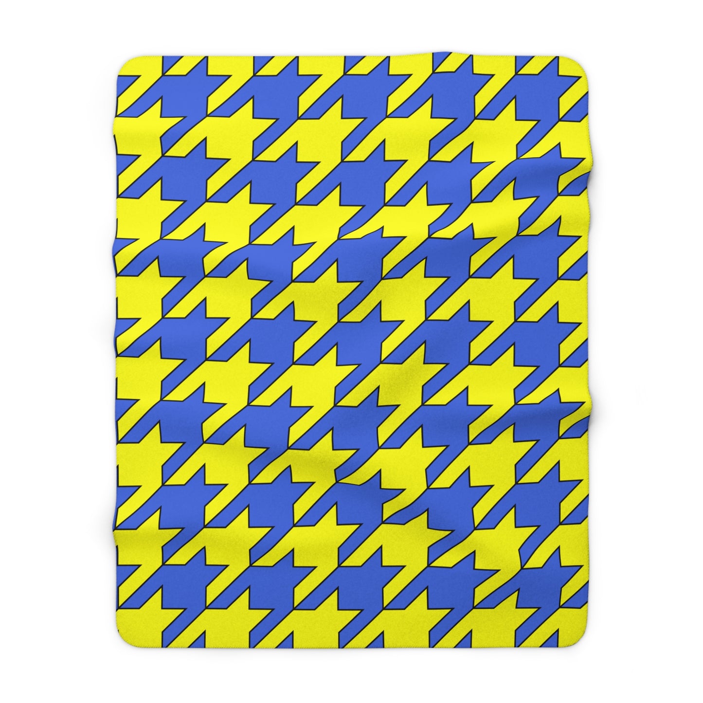 Royal Blue, Yellow Retro Houndstooth Blanket Throw