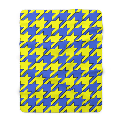 Royal Blue, Yellow Retro Houndstooth Blanket Throw