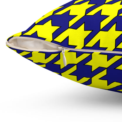 Navy Blue, Yellow Retro Houndstooth Cushion Pillow