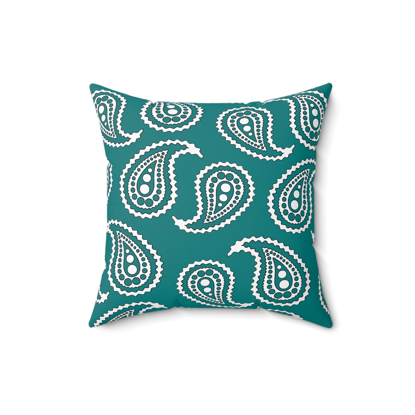 Teal, White Retro Paisley Cushion Pillow
