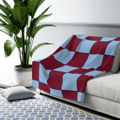 Claret, Blue Retro Check Blanket Throw