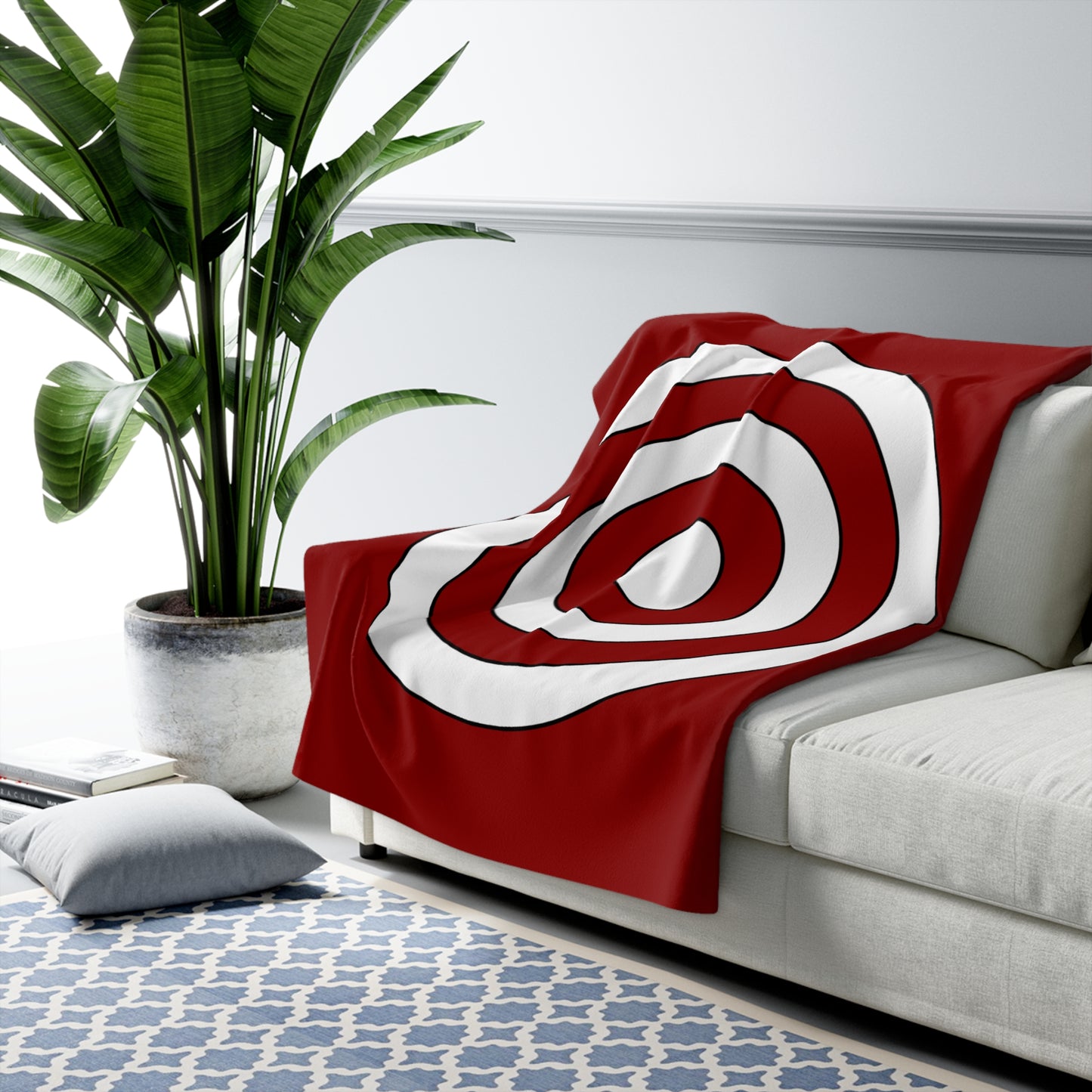 Dark Red, White Retro Target Blanket Throw