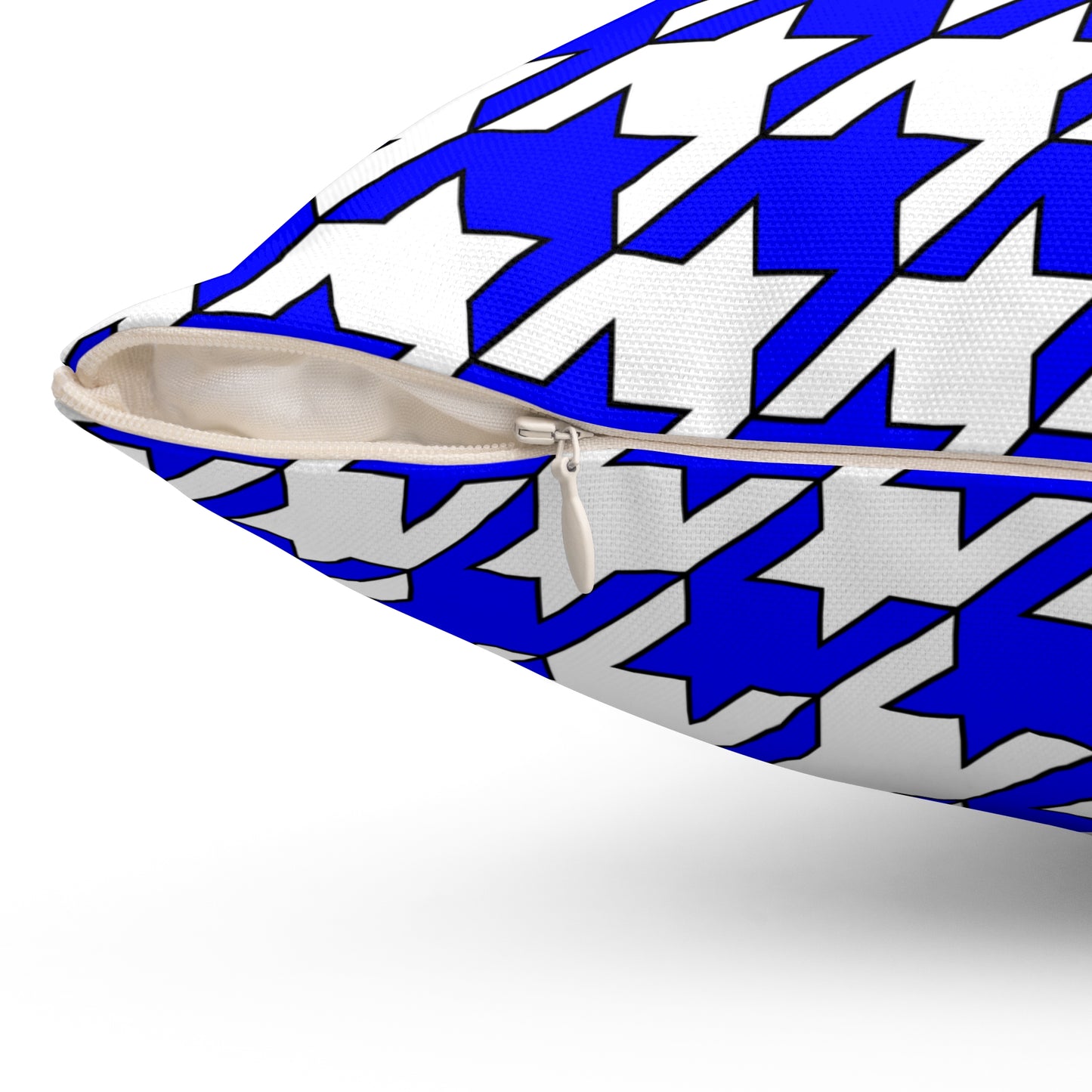 Blue, White Retro Houndstooth Cushion Pillow