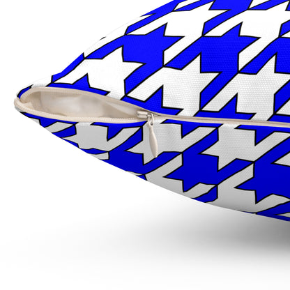 Blue, White Retro Houndstooth Cushion Pillow