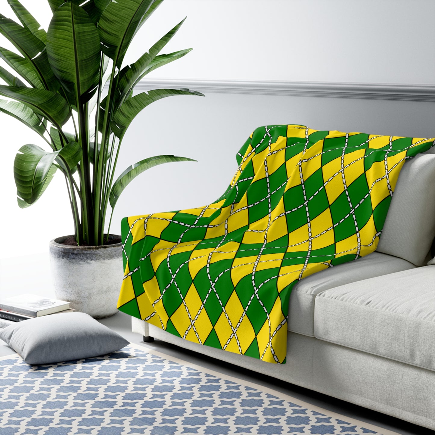 Cocos Islands Retro Argyle Blanket Throw