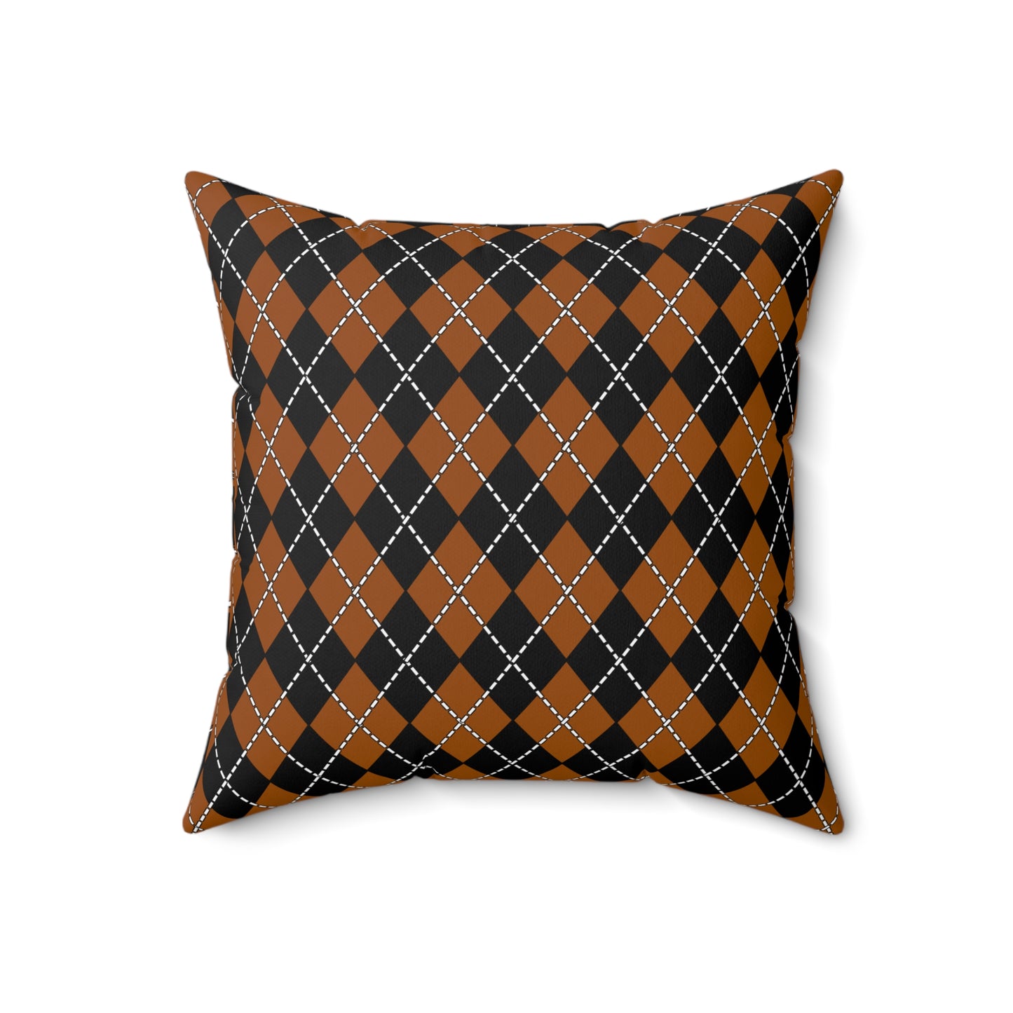Brown, Black Retro Argyle Cushion Pillow