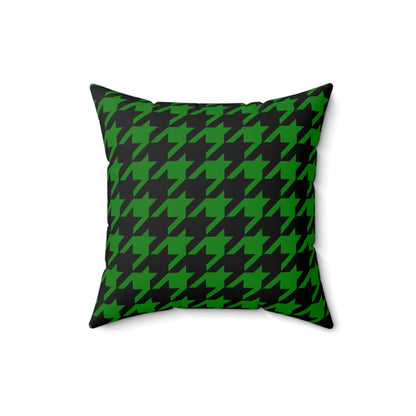 Green, Black Retro Houndstooth Cushion Pillow