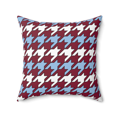 Claret, Blue, White Retro Houndstooth Cushion Pillow