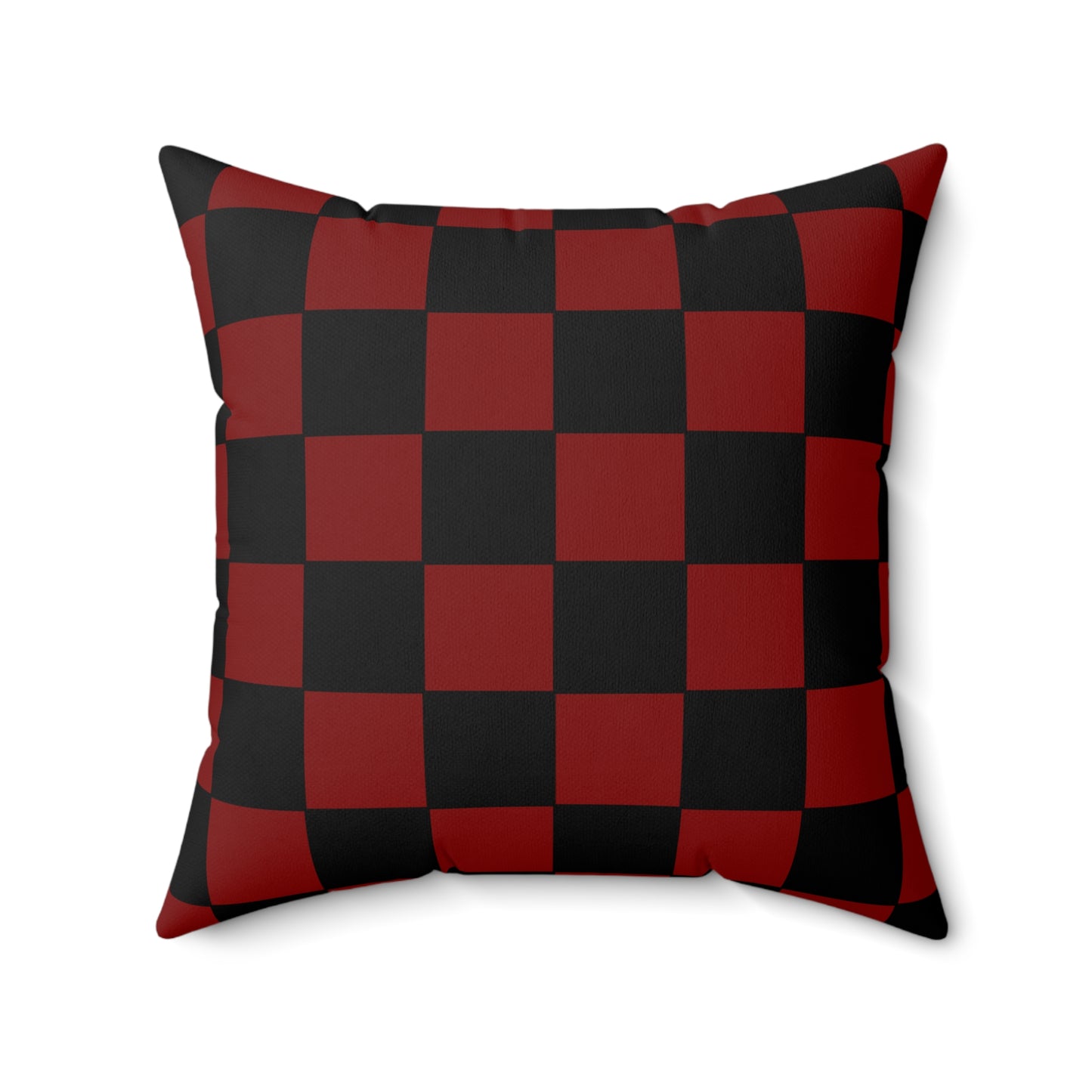 Maroon, Black Retro Check Cushion Pillow