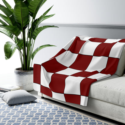 Maroon, White Retro Check Blanket Throw