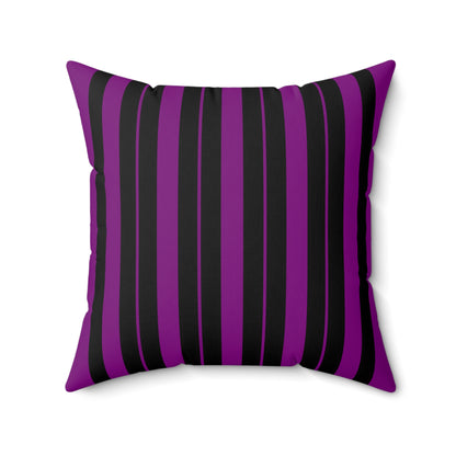 Purple, Black Retro Stripes Cushion Pillow