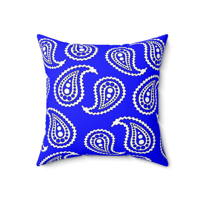 Blue, White Retro Paisley Cushion Pillow