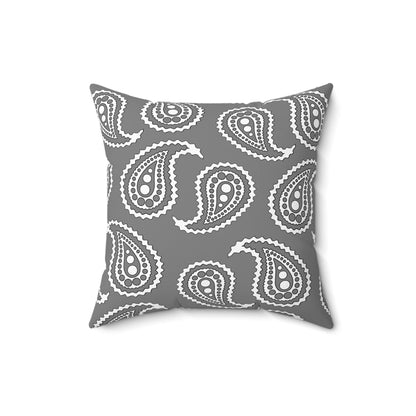Grey, White Retro Paisley Cushion Pillow