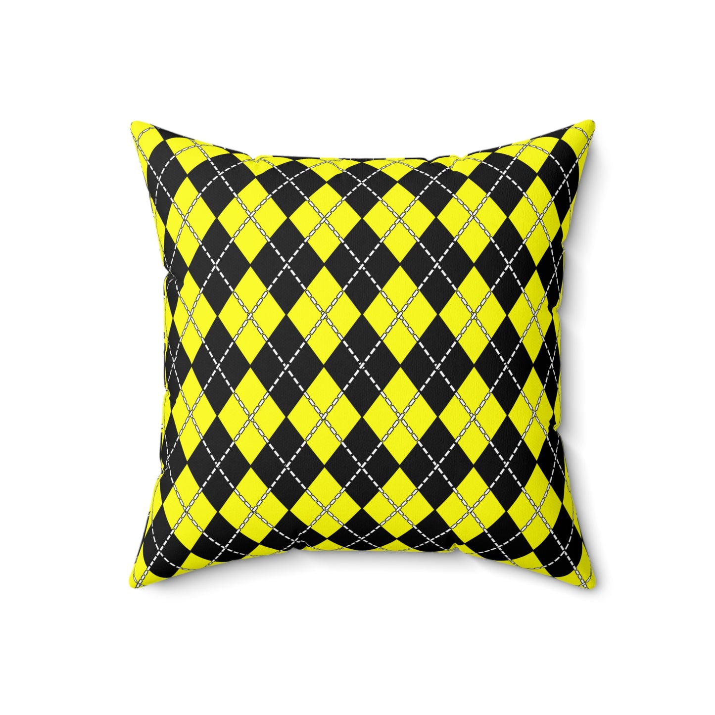 Yellow, Black Retro Argyle Cushion Pillow