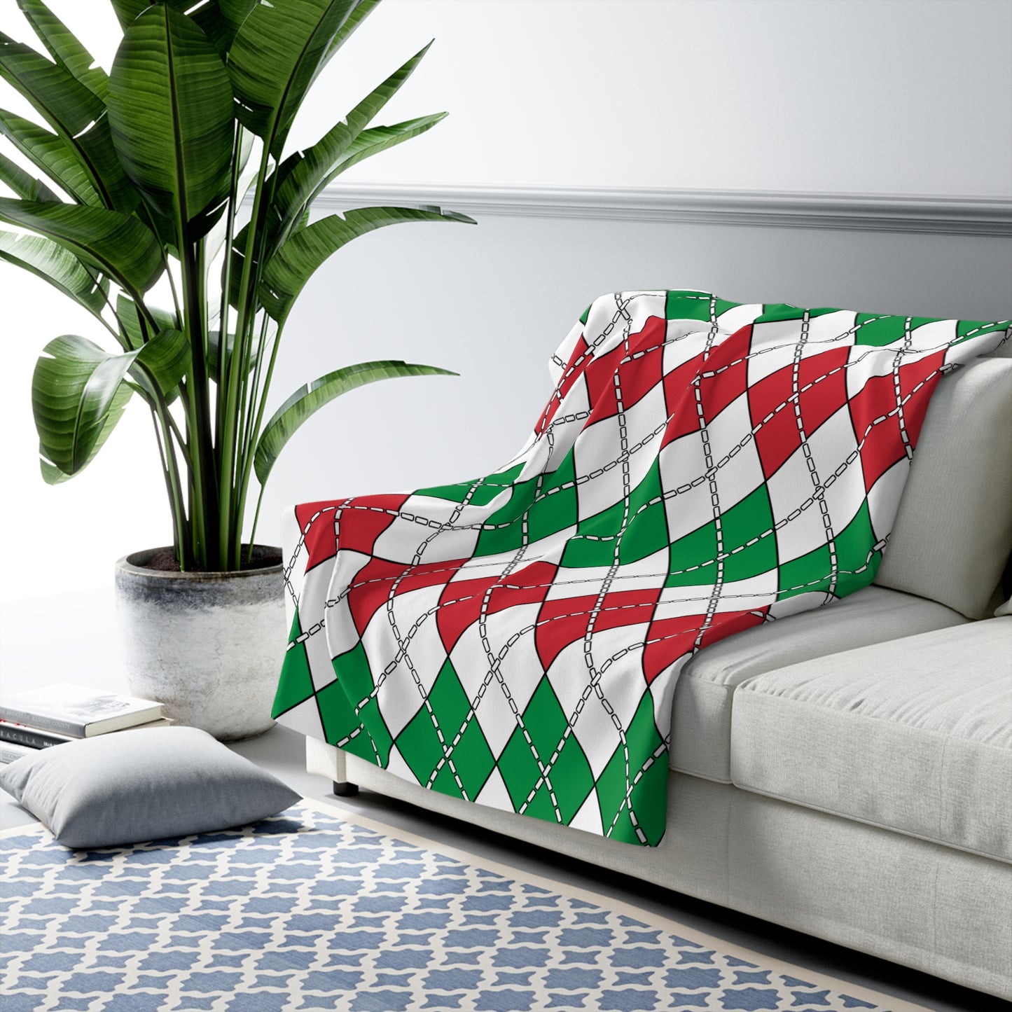 Italy Retro Argyle Blanket Throw