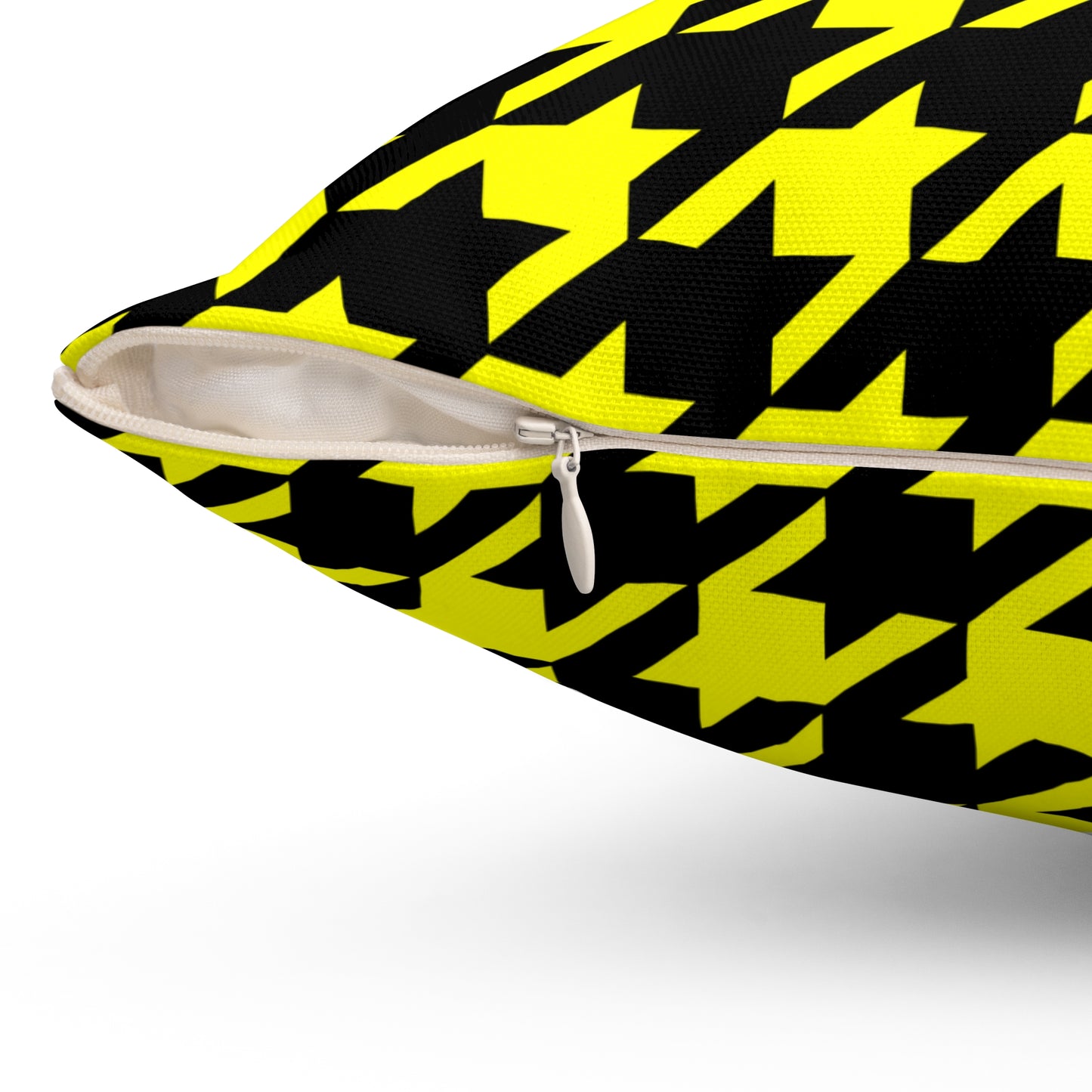 Yellow, Black Retro Houndstooth Cushion Pillow