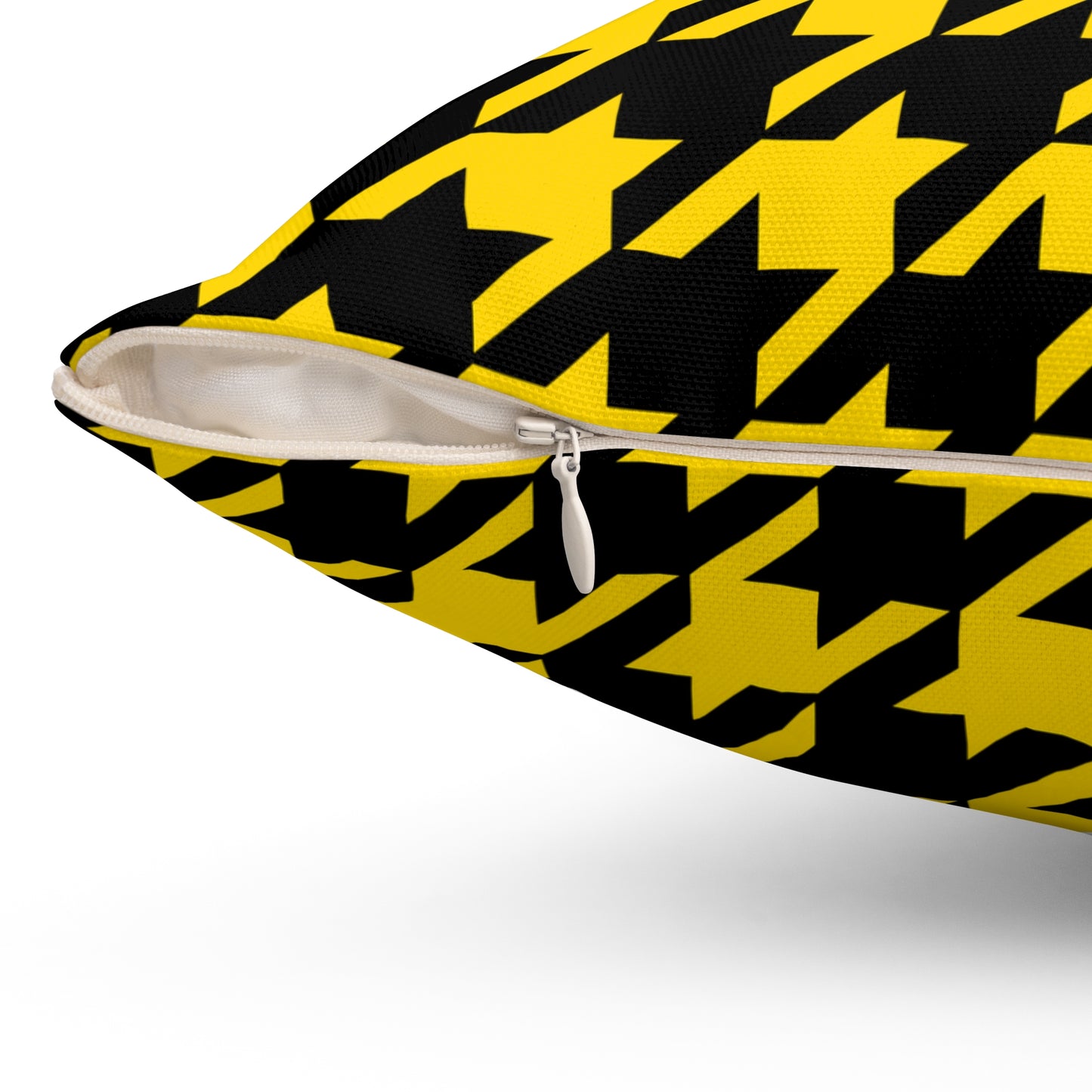 Gold, Black Retro Houndstooth Cushion Pillow