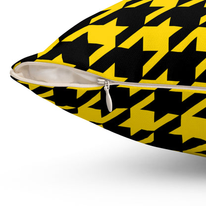 Gold, Black Retro Houndstooth Cushion Pillow