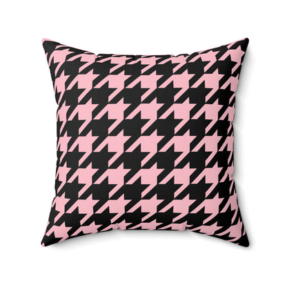 Pink, Black Retro Houndstooth Cushion Pillow