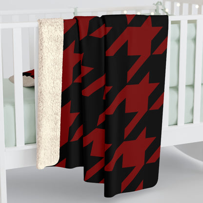 Maroon, Black Retro Houndstooth Blanket Throw