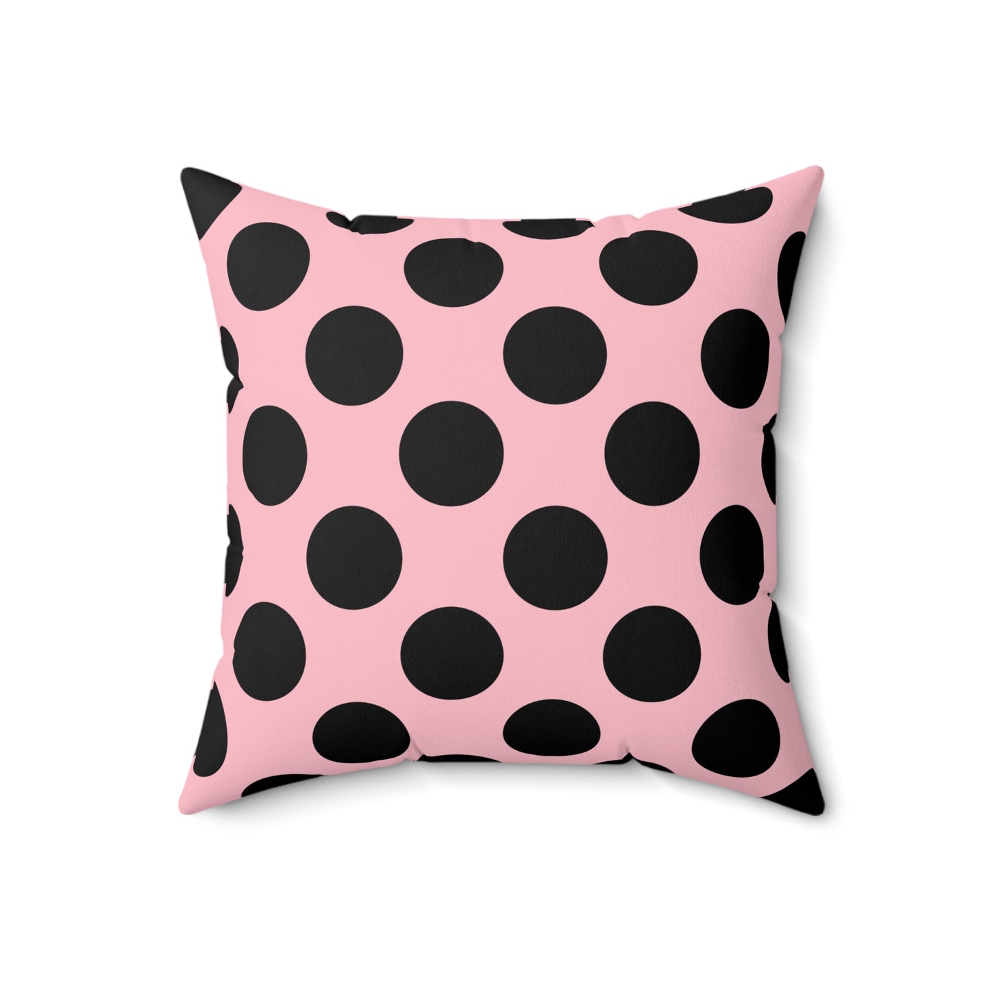 Pink, Black Retro Polka Dots Cushion Pillow