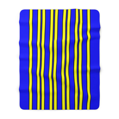 Blue, Yellow Retro Stripes Blanket Throw